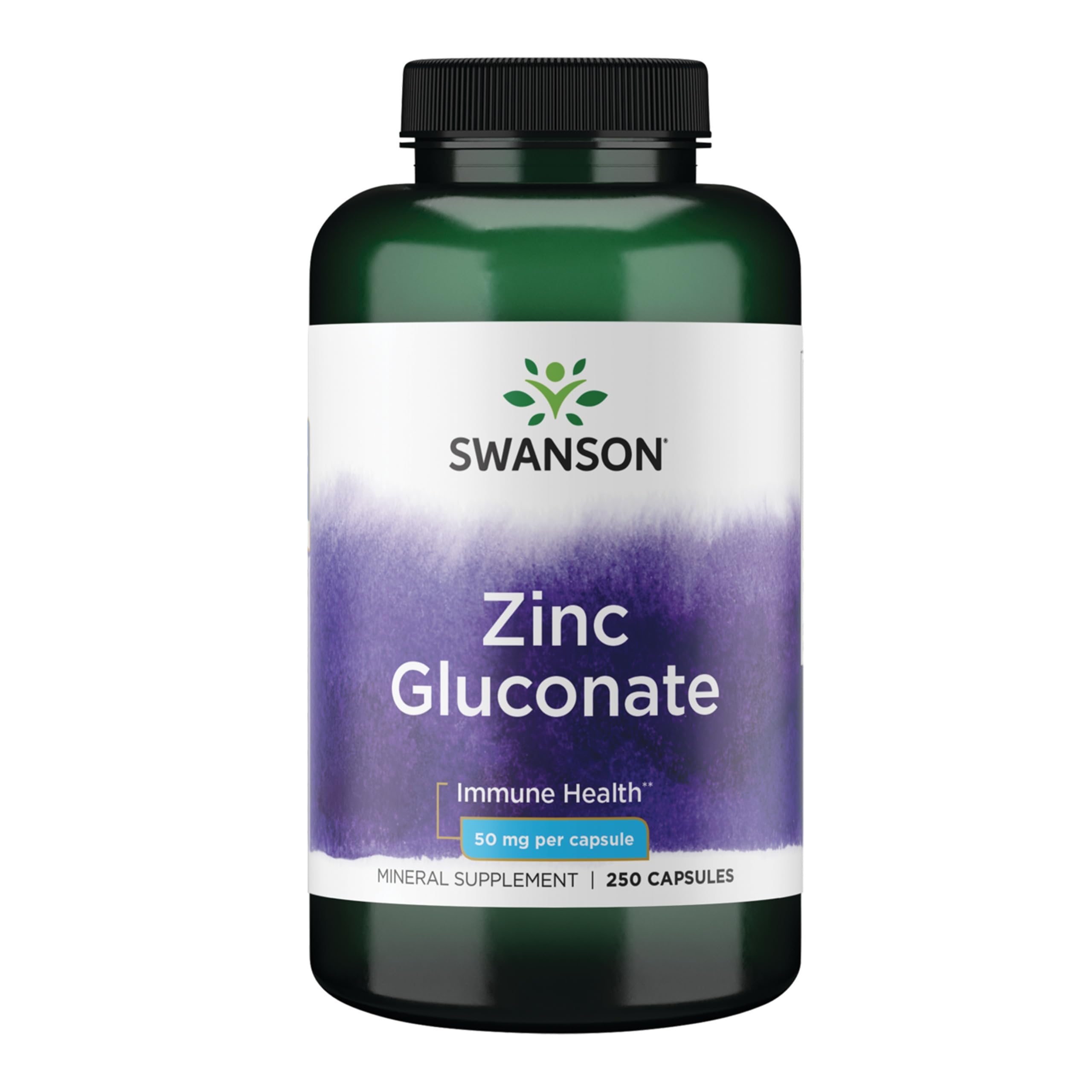 Bottle of Swanson Zinc Gluconate 50mg capsules