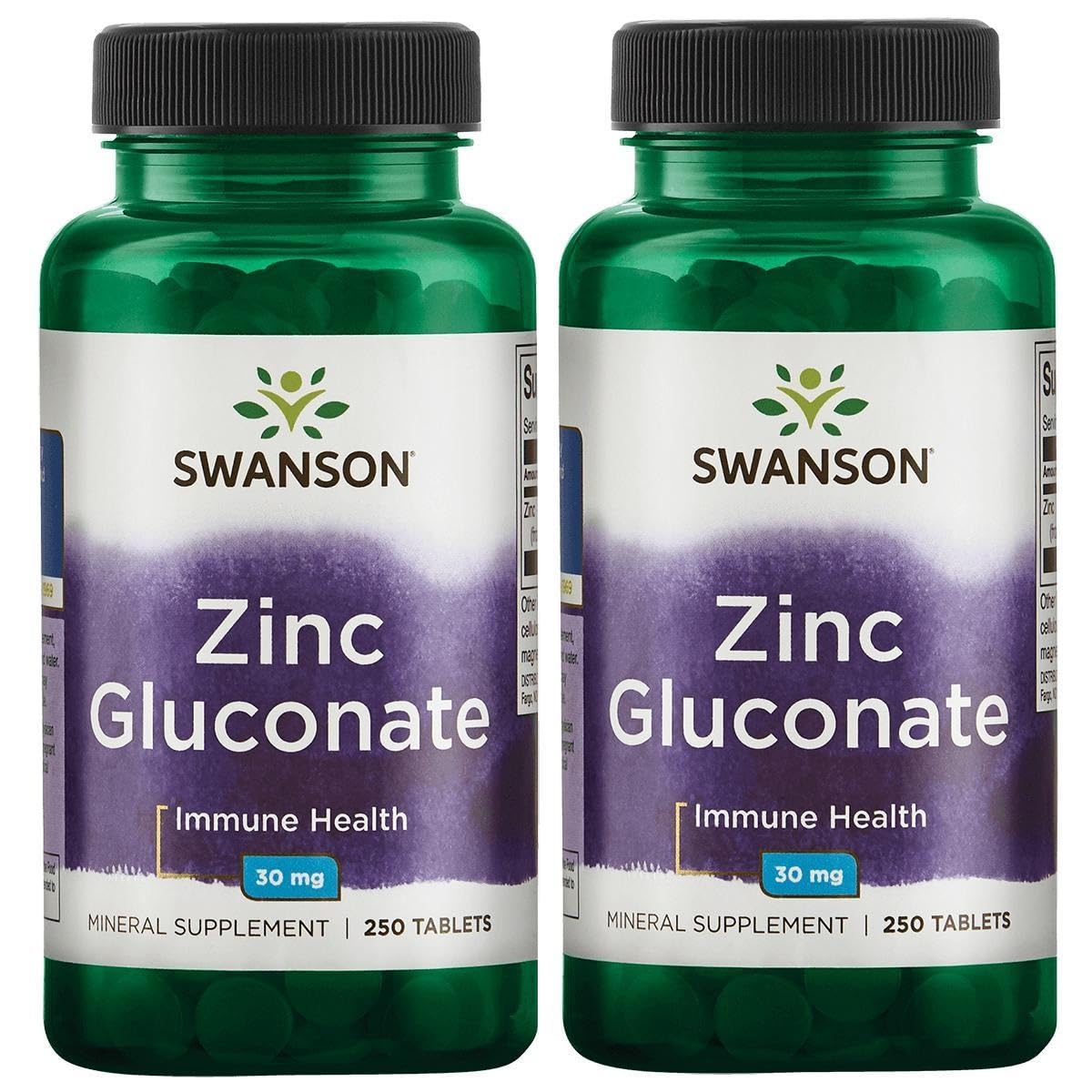 Swanson Zinc Gluconate 30mg tablets - 250 count, 2-pack