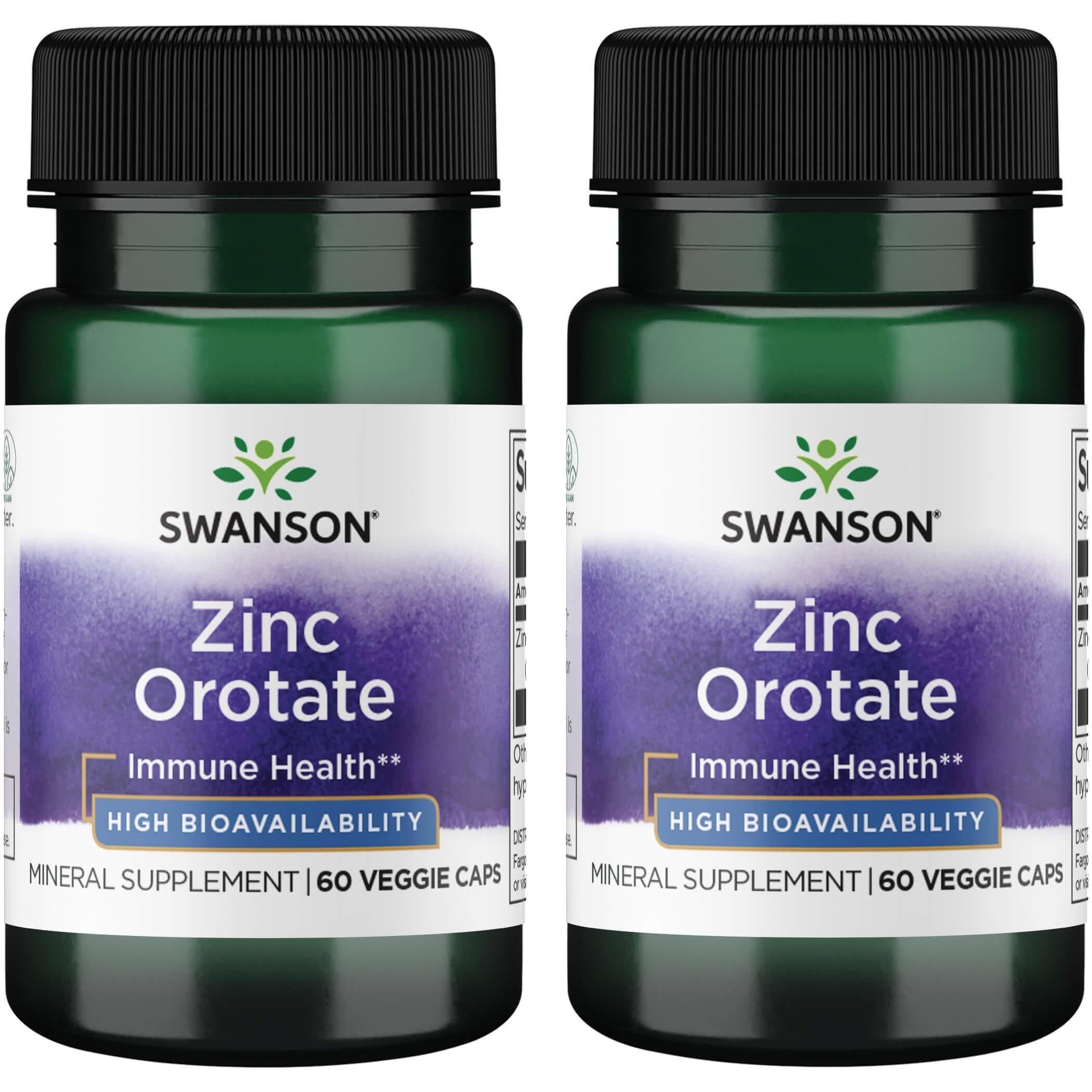 Swanson Zinc Orotate 10 mg elemental zinc – 60 vegan capsules, 2-pack