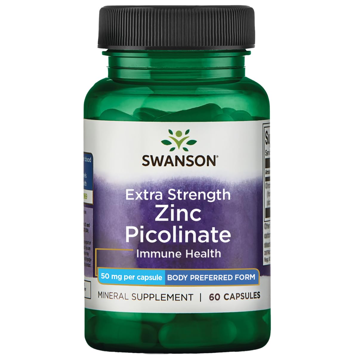 Swanson Zinc Picolinate 50 mg 60 capsules bottle front view