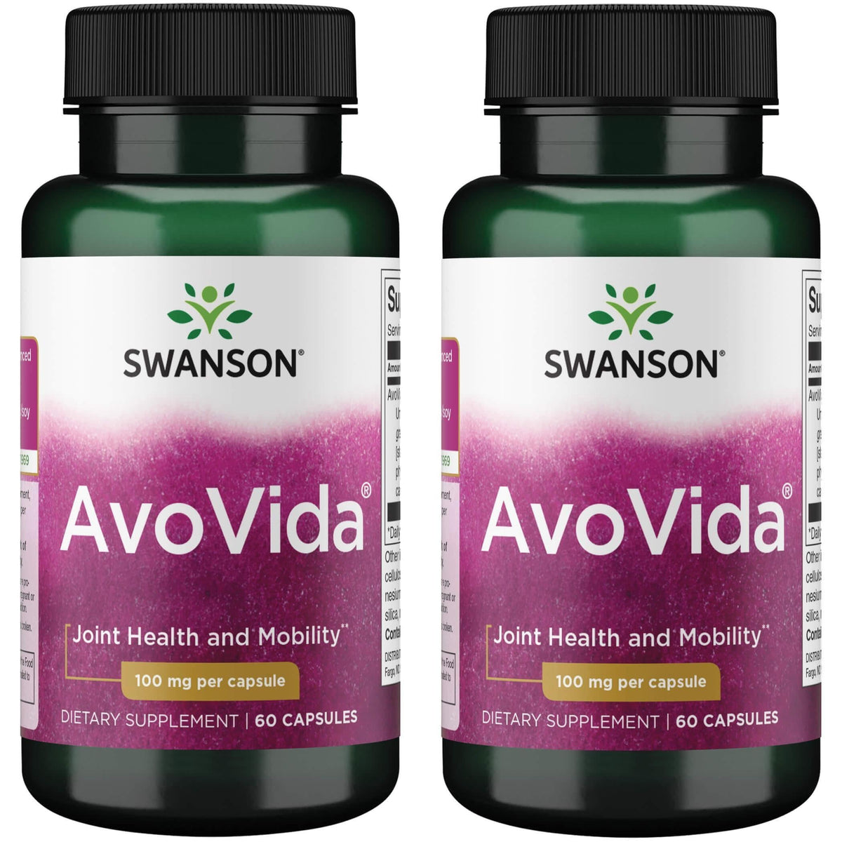 Swanson Avovida 100 mg 60 capsules (2 pack) bottle label