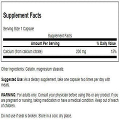 Swanson Calcium Citrate 200 mg 60 Caps (2 Pack) packaging and bottle