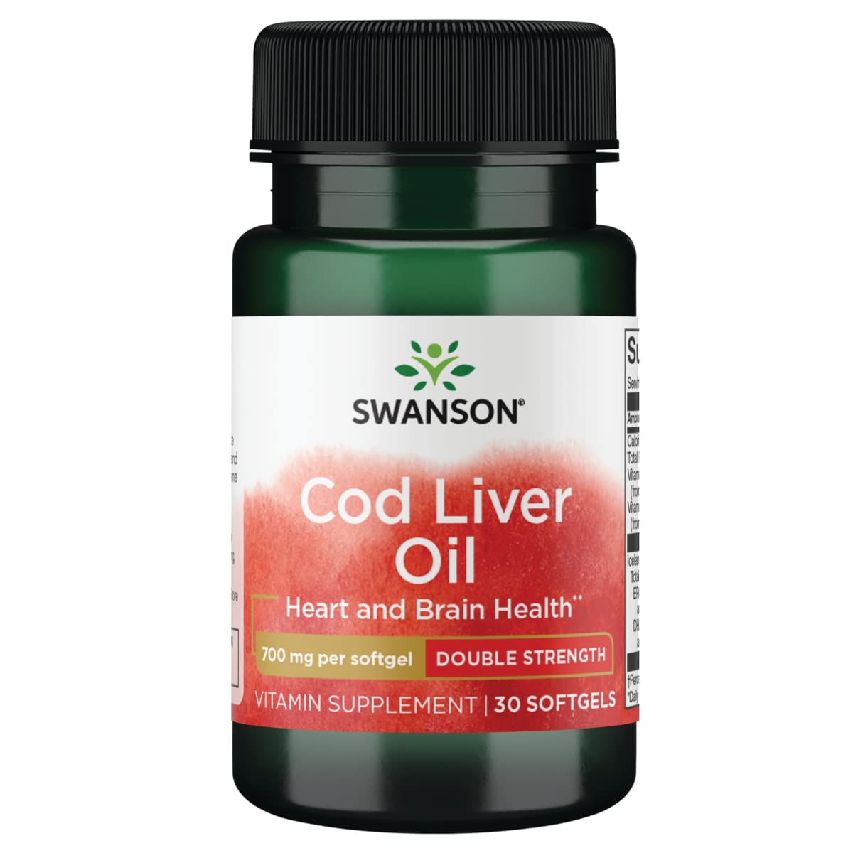 Swanson COD Liver Oil DBL-Strength 30 SGELS bottle front