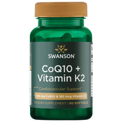 Swanson Coq10 + Vitamin K2 60 Sgels bottle
