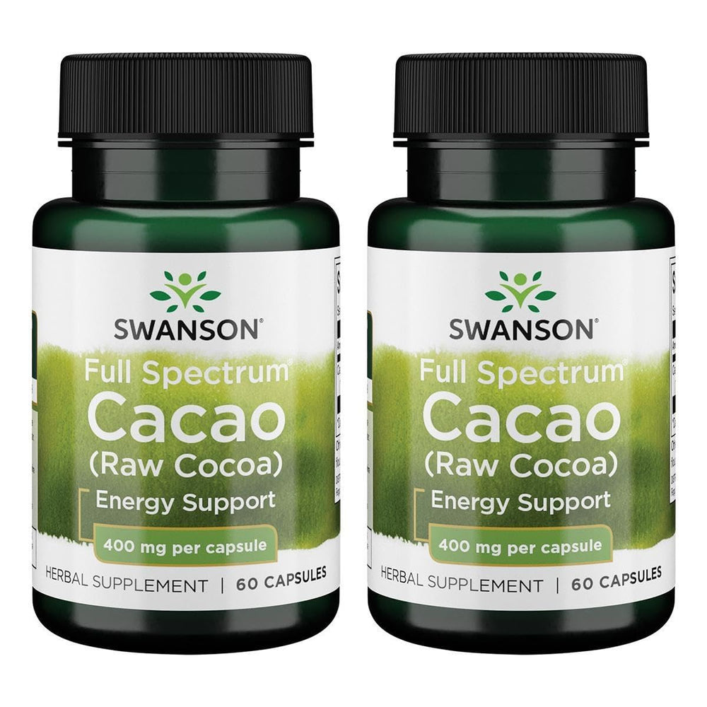 Swanson Full Spectrum Cacao Raw Cocoa Herbal Supplement – 60 Capsules (400mg each) – 2 Pack