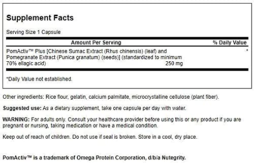 Front view of Swanson HRB Pomegranate EXT STD 250 mg 60 capsules