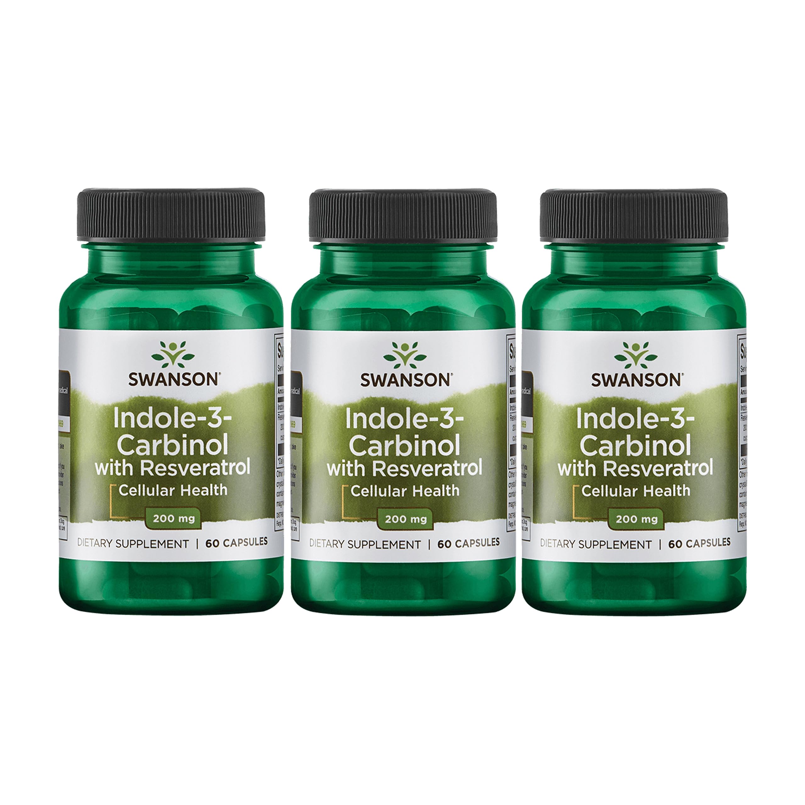 Swanson Indole-3-Carbinol with Resveratrol bottle - front view