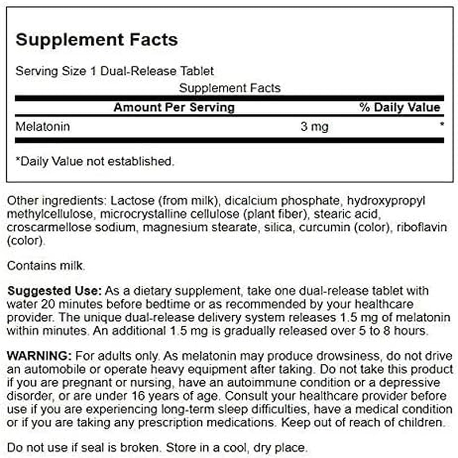 Close-up of Swanson Melatonin bottle label
