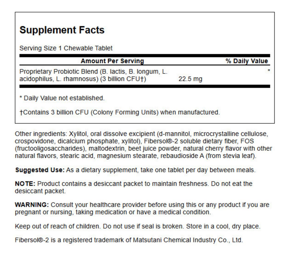 Vegan probiotic for children - packaging and bottle label