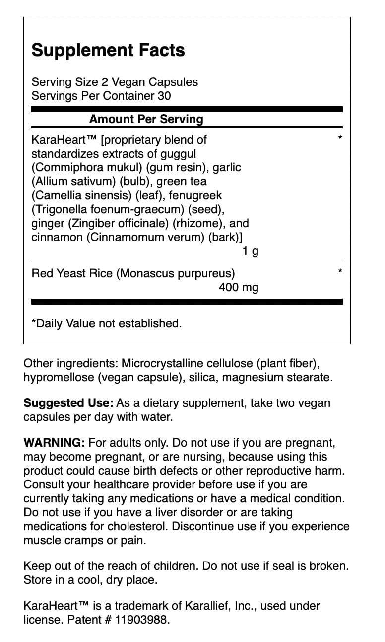 Swanson Red Yeast Rice Cholesterol Support bottle back label