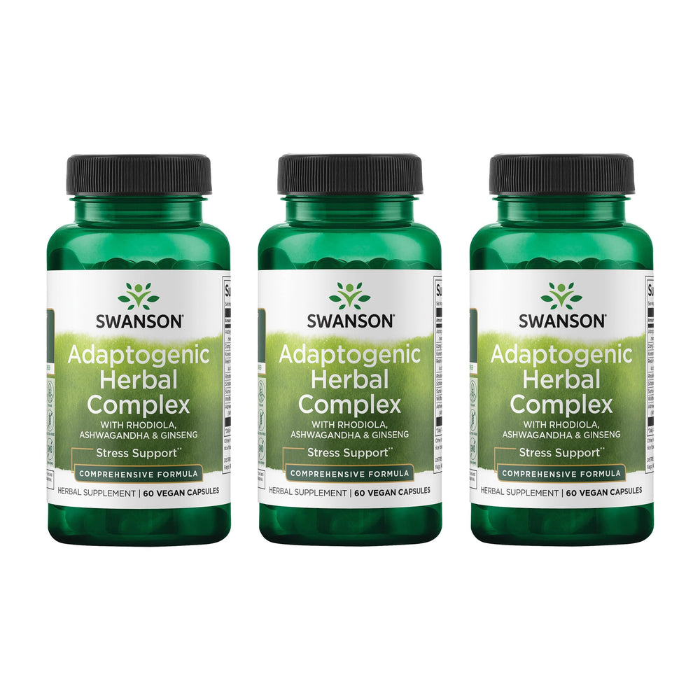 Bottle label for Swanson Rhodiola Ashwagandha Ginseng Complex