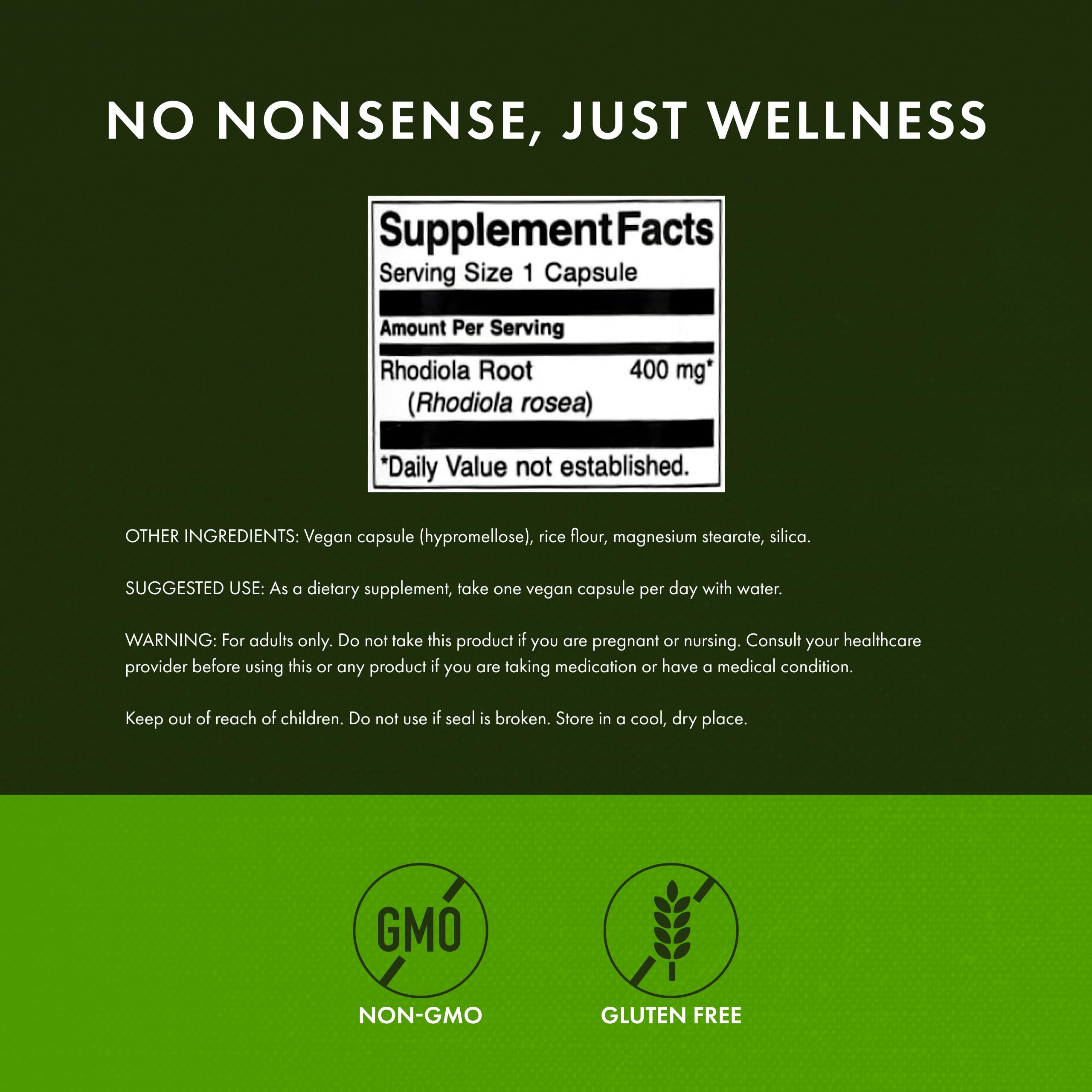 Rhodiola Rosea Root supplement packaging