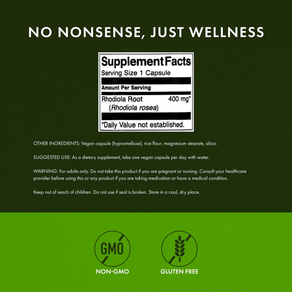 Rhodiola Rosea Root supplement packaging