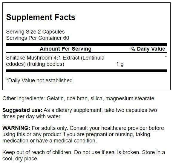 Close-up of Swanson Shiitake Mushroom Extract bottle and label
