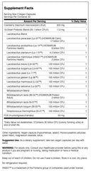 Label highlighting 35 billion CFU per serving and 15 probiotic strains