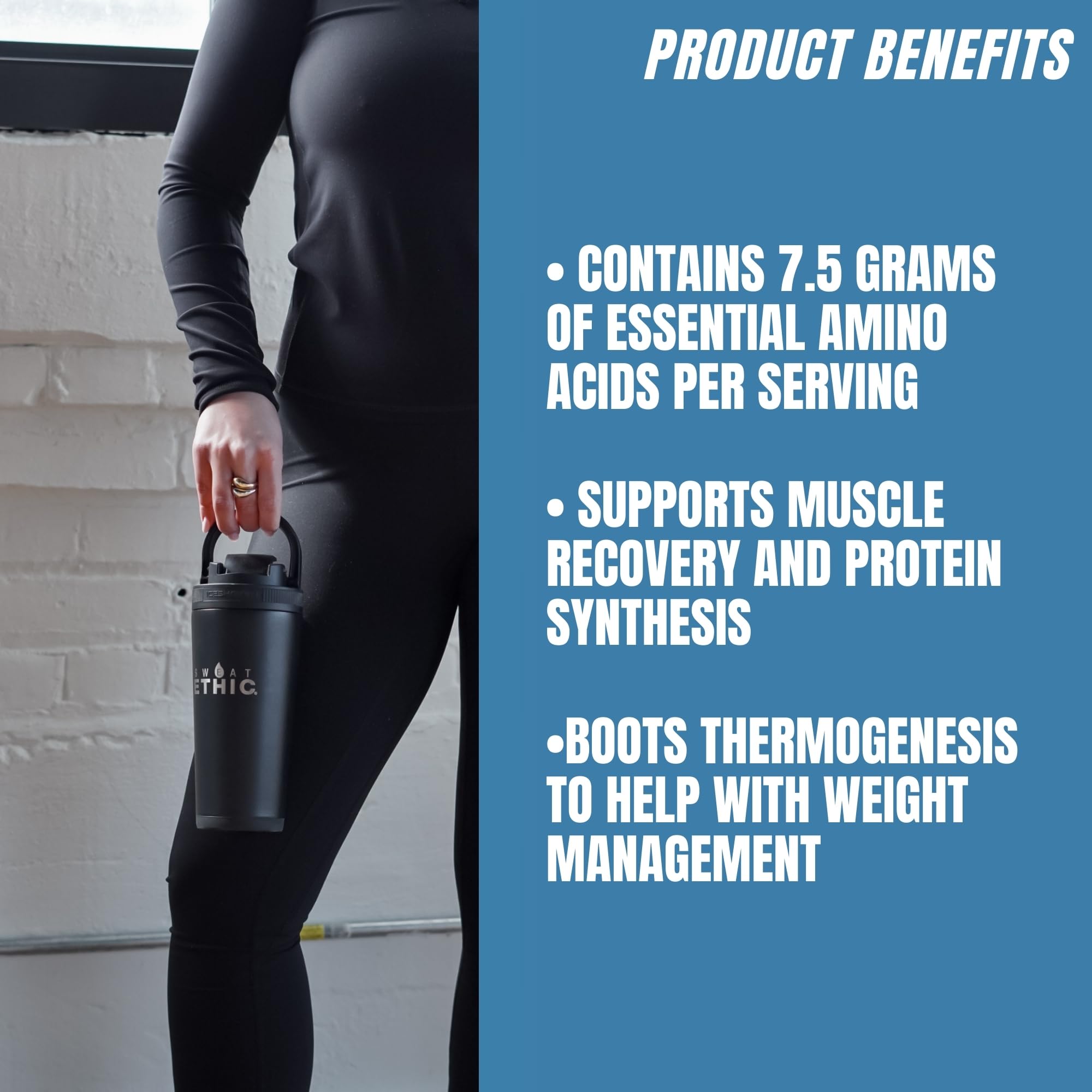 Close-up of Amino Trim ingredients: EAAs, electrolytes, L-Taurine