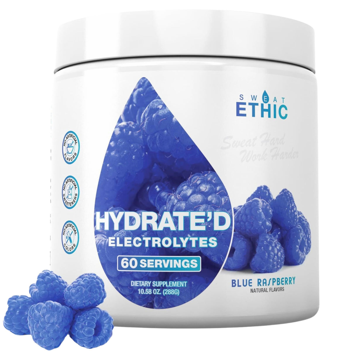 Sweat Ethic Hydrate’D blue raspberry tub ready to mix for hydration