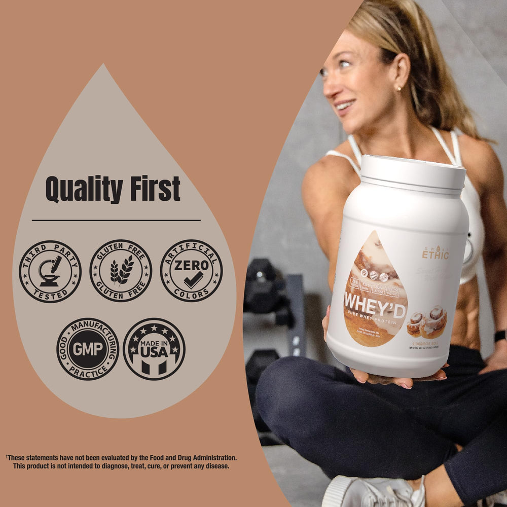 Sweat Ethic Whey'd scoop ready for a creamy cinnamon roll shake