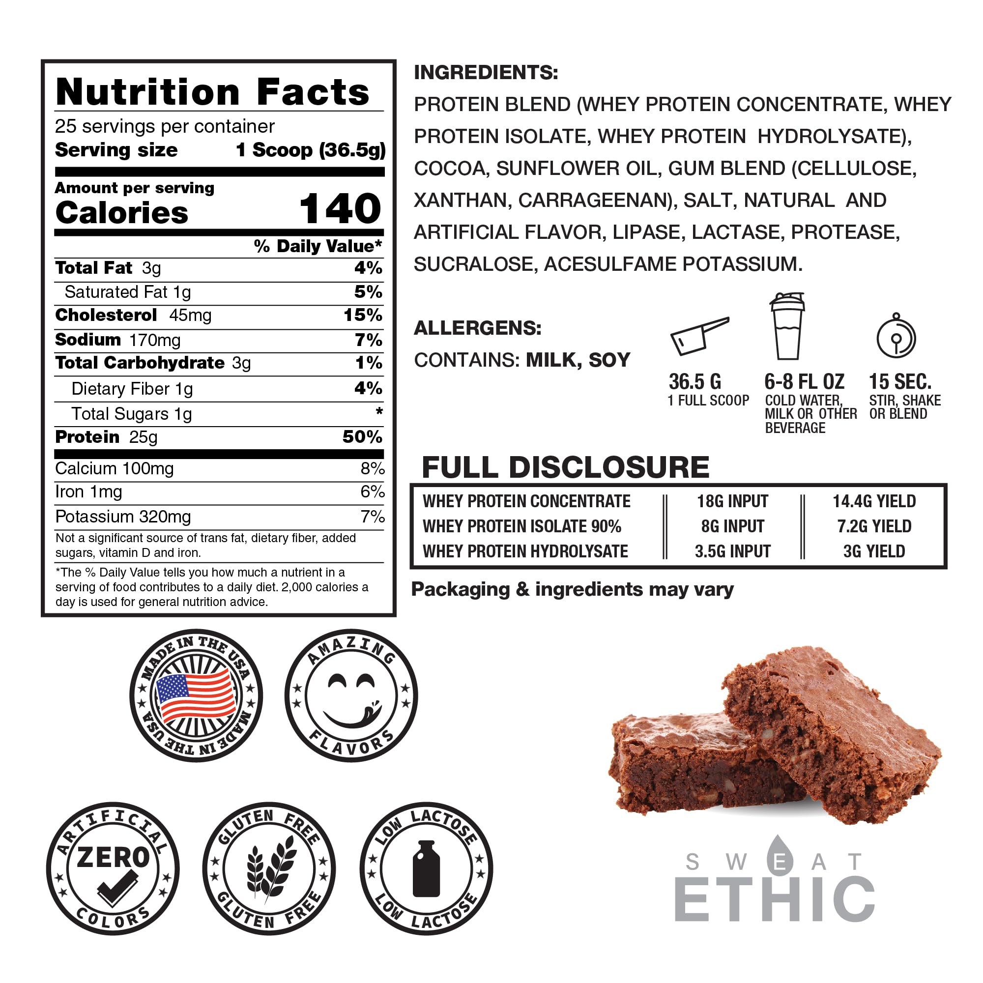 Sweat Ethic Whey'D triple whey blend close-up of ingredients