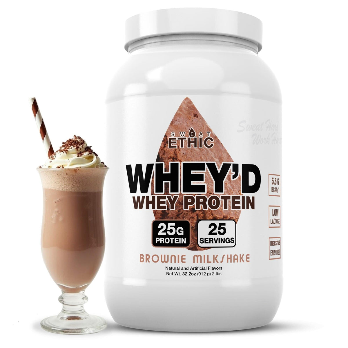 Sweat Ethic Whey'D protein powder tub front for quick post-workout fueling