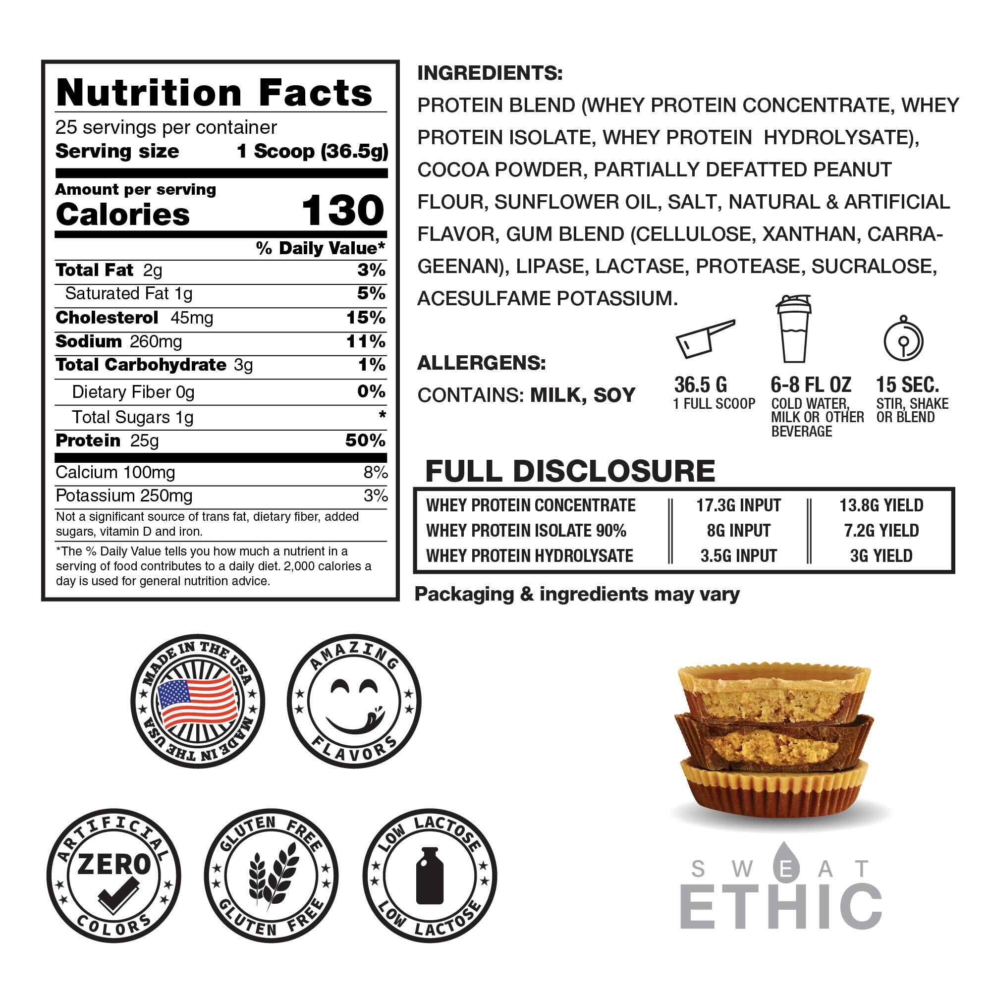 Sweat Ethic Whey'd protein powder pour demonstrates smooth mixability for quick shakes