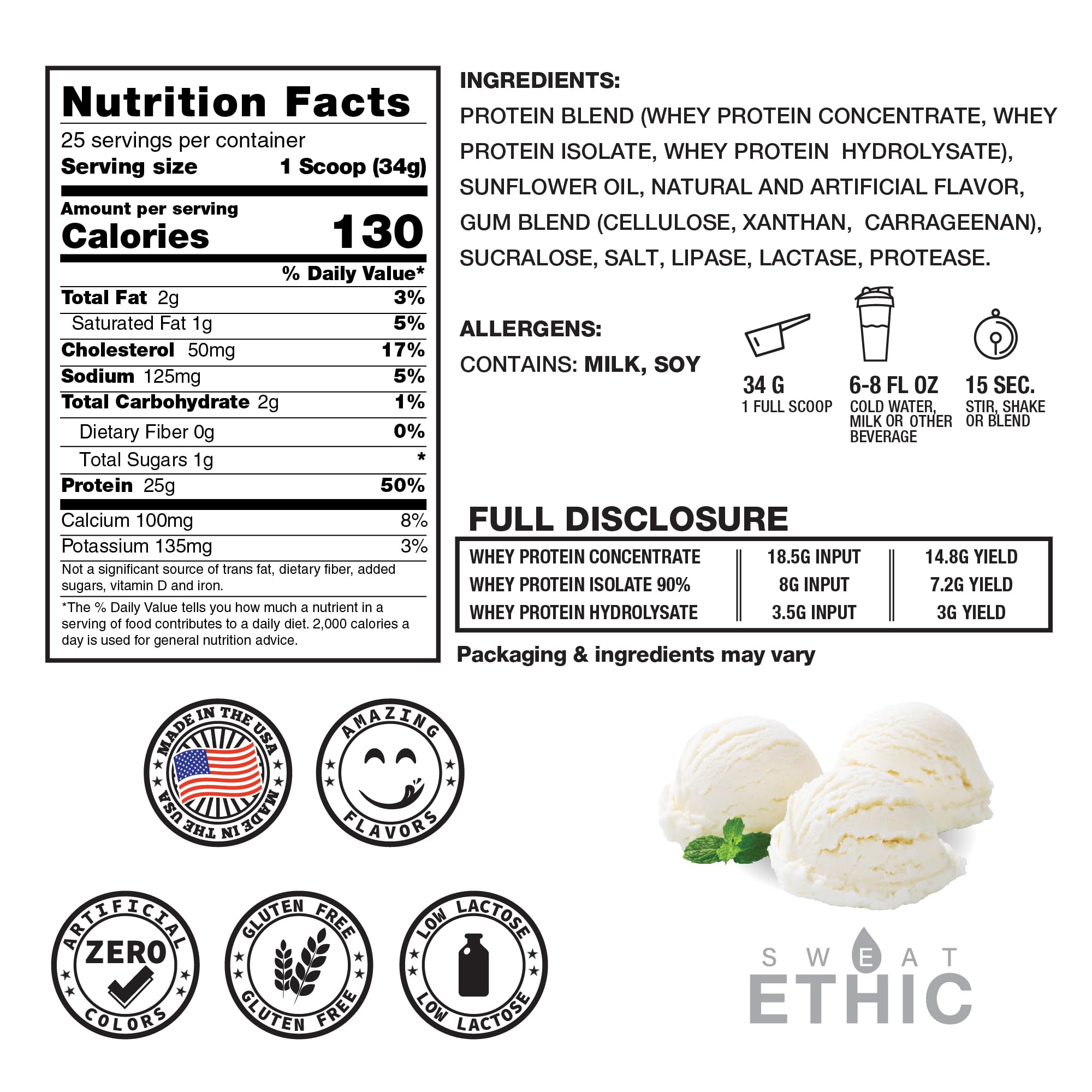 Shake glass with Sweat Ethic Wheyd vanilla cream for a creamy beverage.
