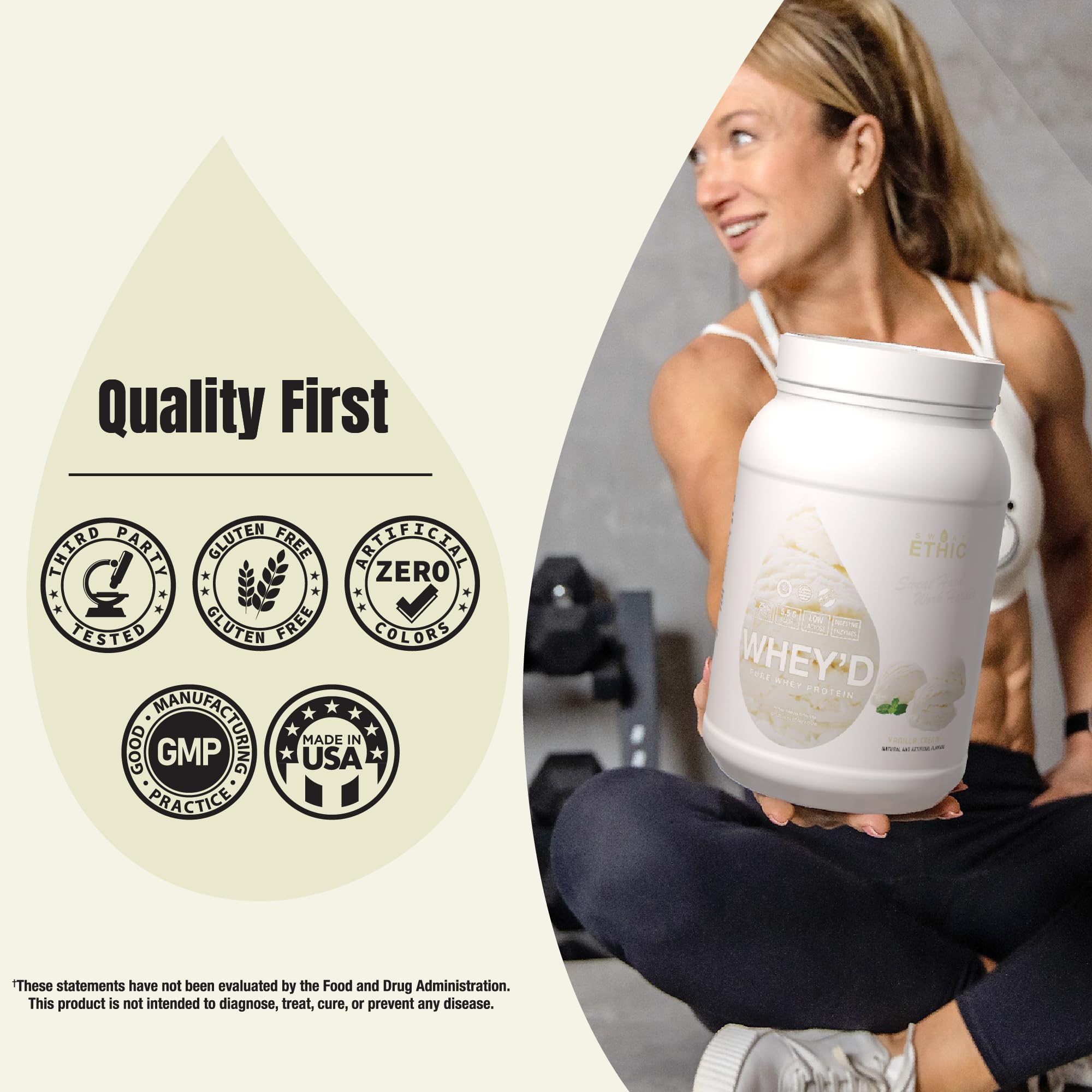 Open Sweat Ethic Wheyd tub showing powder for quick shakes.