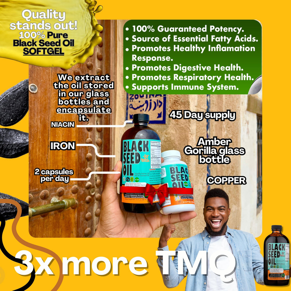 Sweet Sunnah capsules close-up—3x thymoquinone potency for antioxidant support.