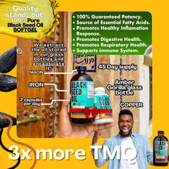 Sweet Sunnah capsules close-up—3x thymoquinone potency for antioxidant support.