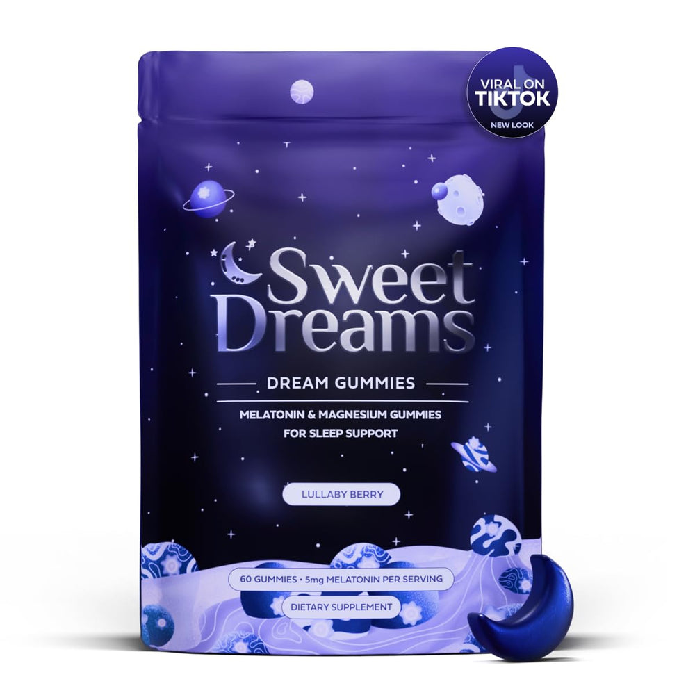 Bottle front view of SweetDreams Dream Gummies 60-count