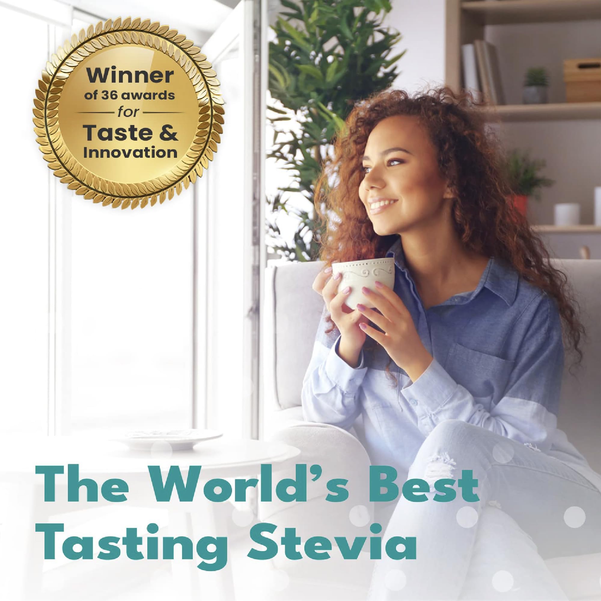Lifestyle image showing stevia being used in beverages