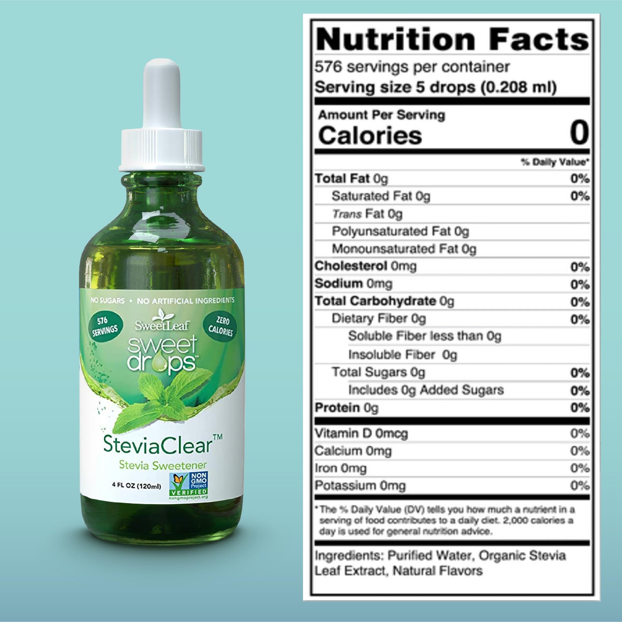 Two glass bottles of Steviaclear liquid extract 4 oz in set of 2