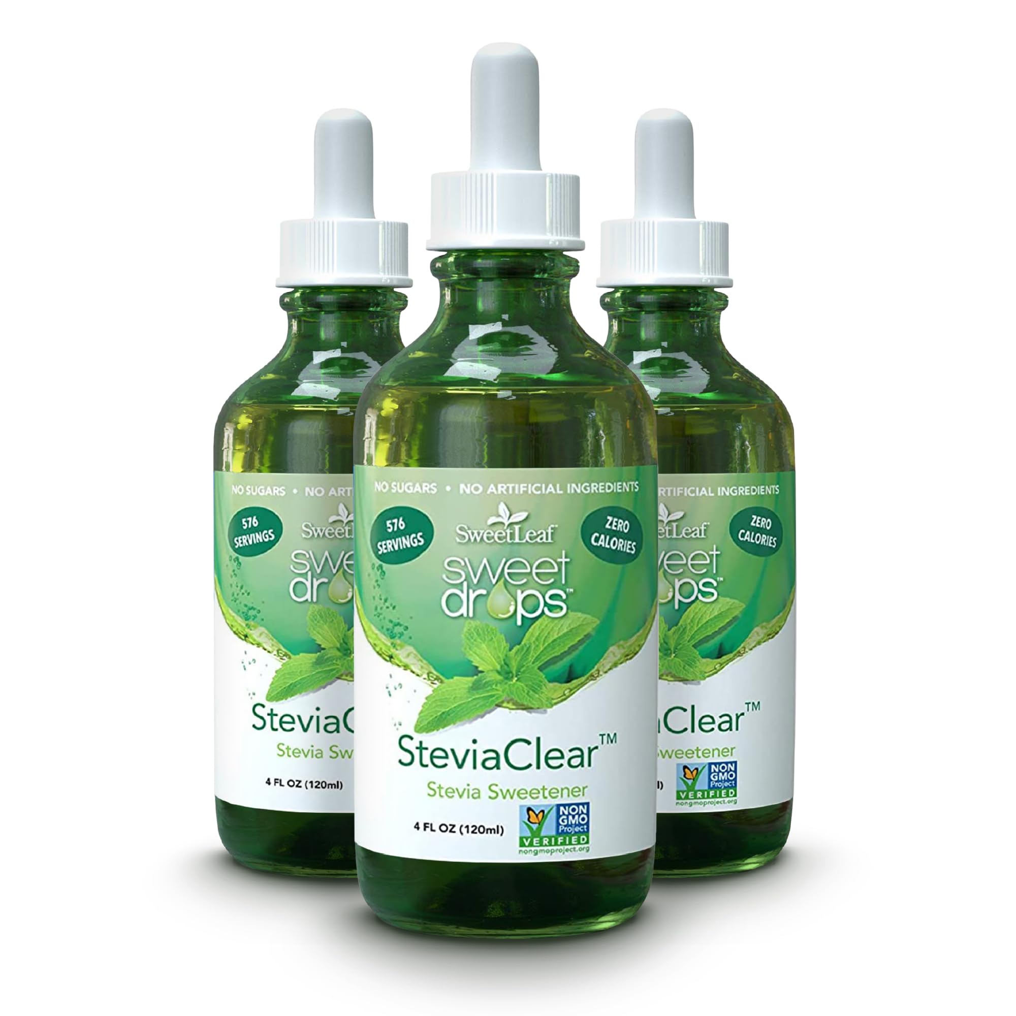 SweetLeaf SteviaClear Sweet Drops bottle in a 4 oz glass bottle