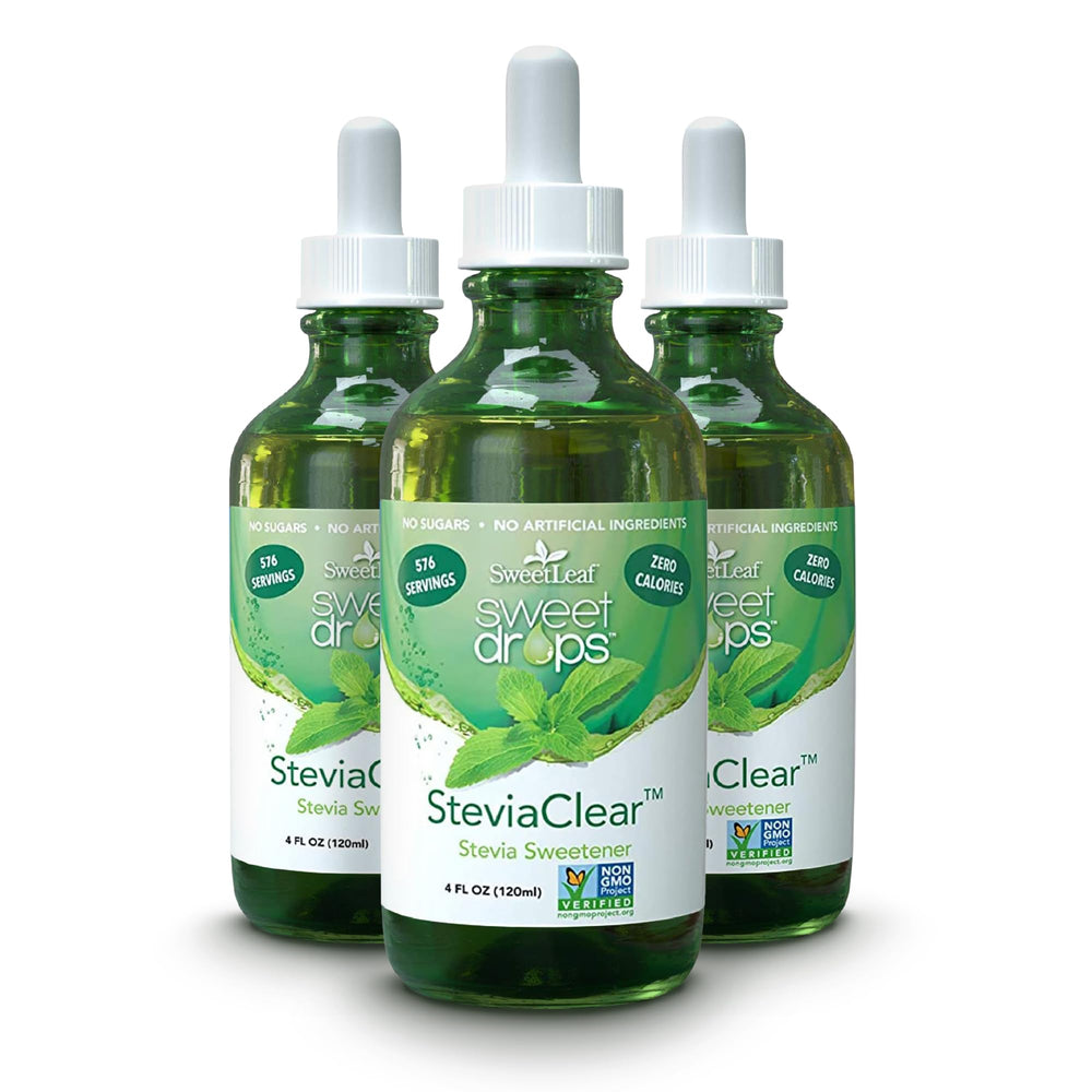 SweetLeaf SteviaClear Sweet Drops bottle in a 4 oz glass bottle