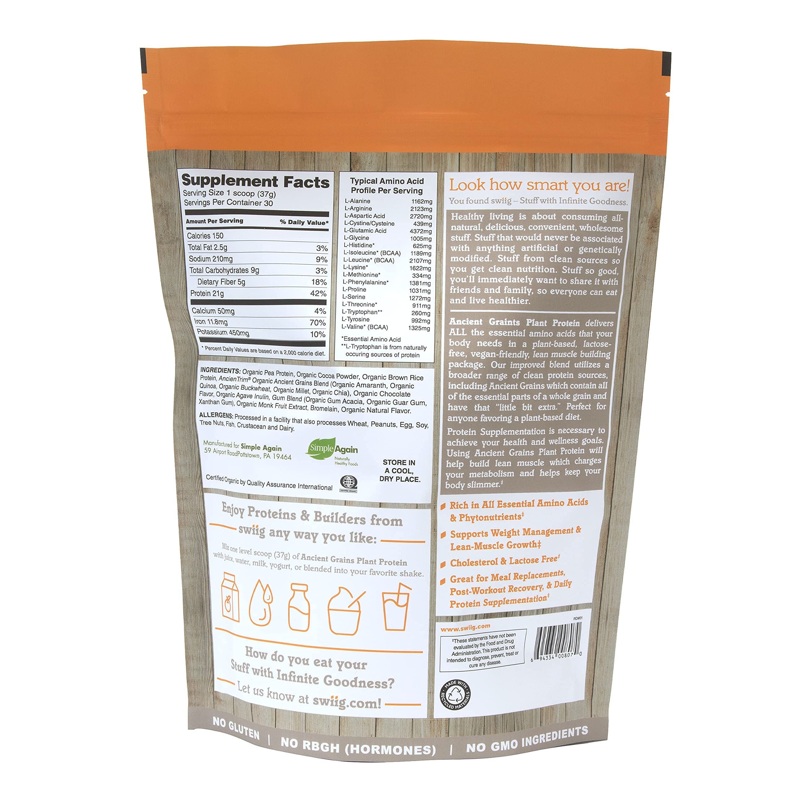 Scoop of swiig Plant Protein Chocolate powder
