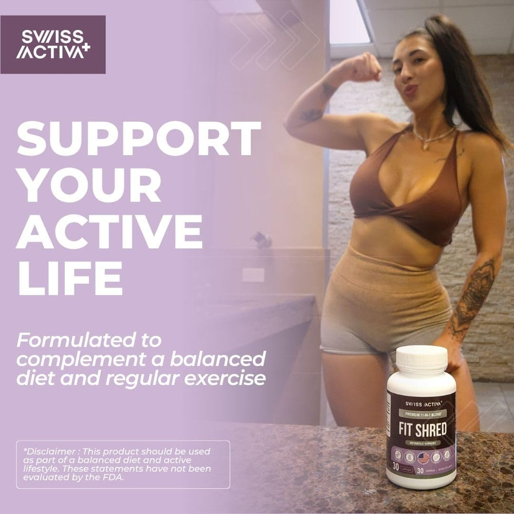 Swiss Activa+ Labs Fit Shred bottle side label close-up