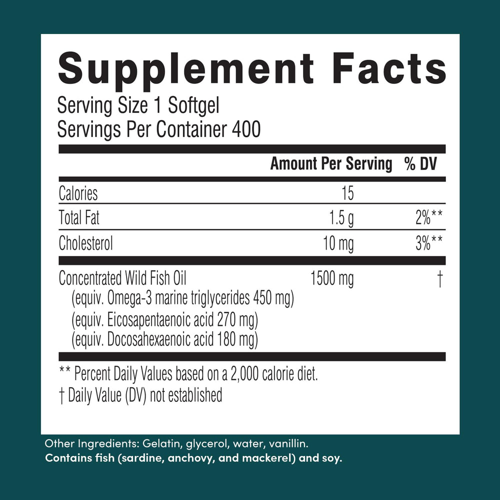 Bottle showing 400 softgels