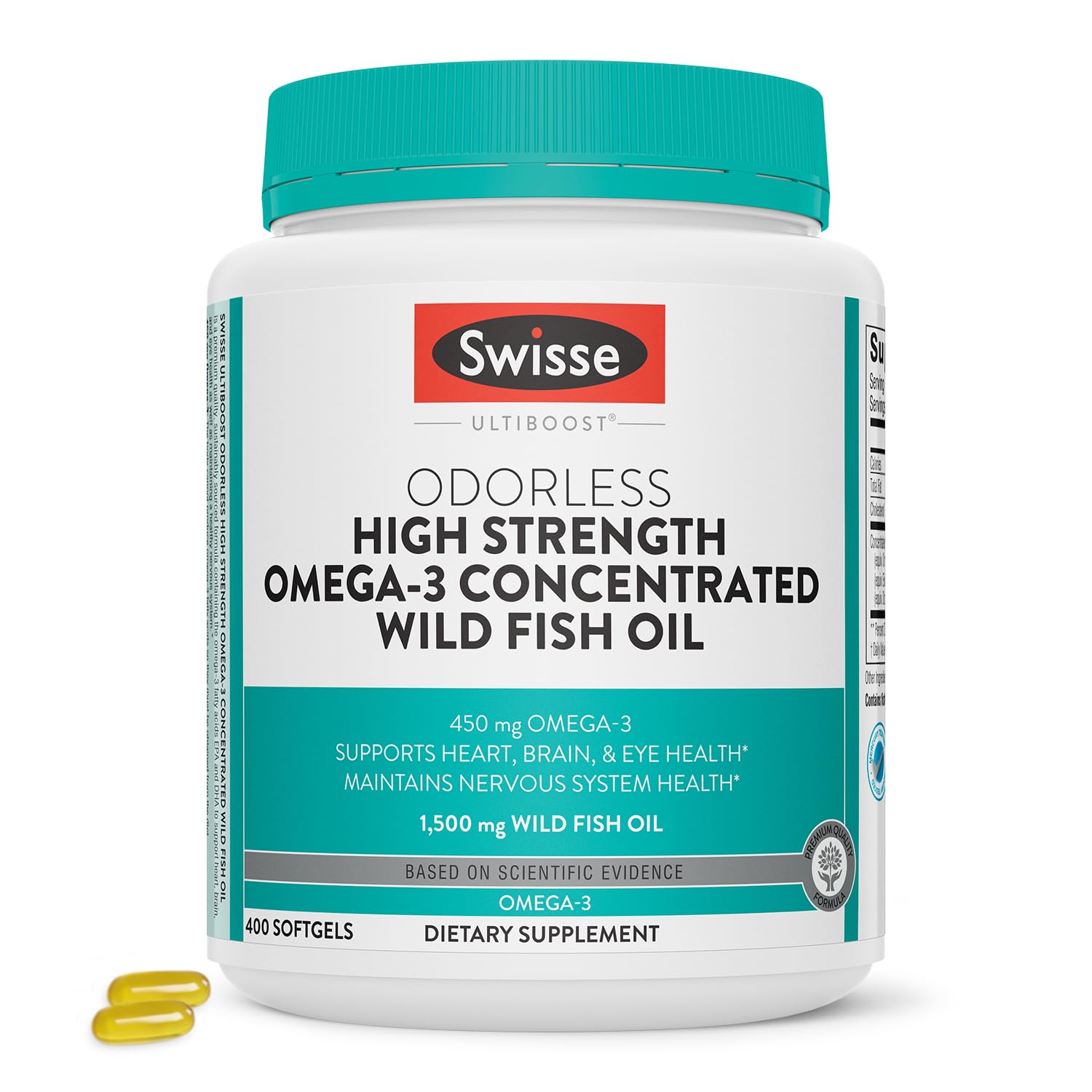 Swisse Wild Fish Oil Odorless bottle with softgels