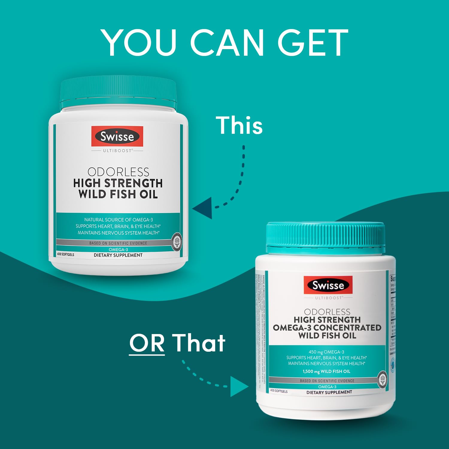 Close-up of omega-3 fish oil softgel indicating 1500 mg