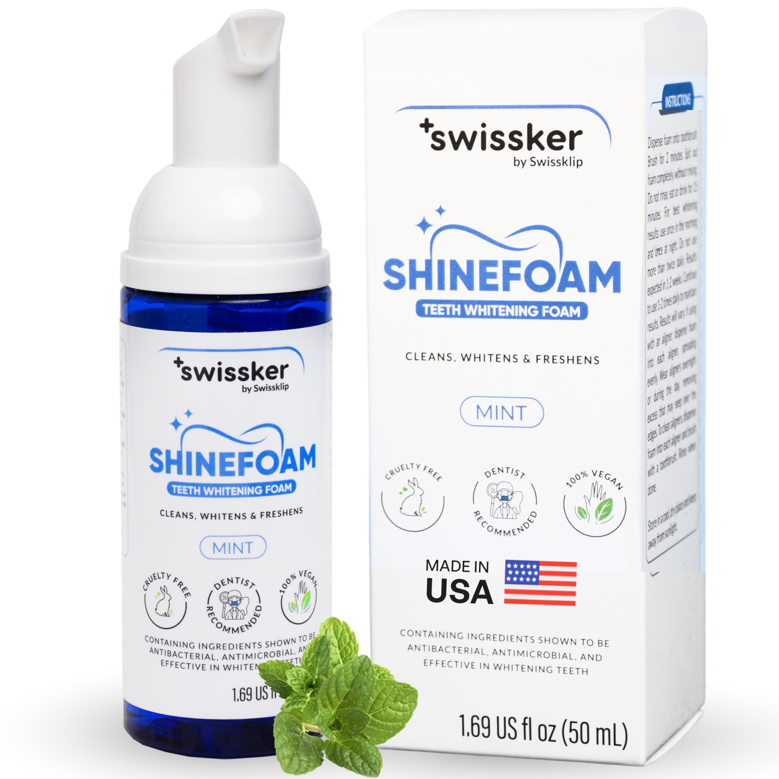 Swissklip ShineFoam bottle and mint flavor label