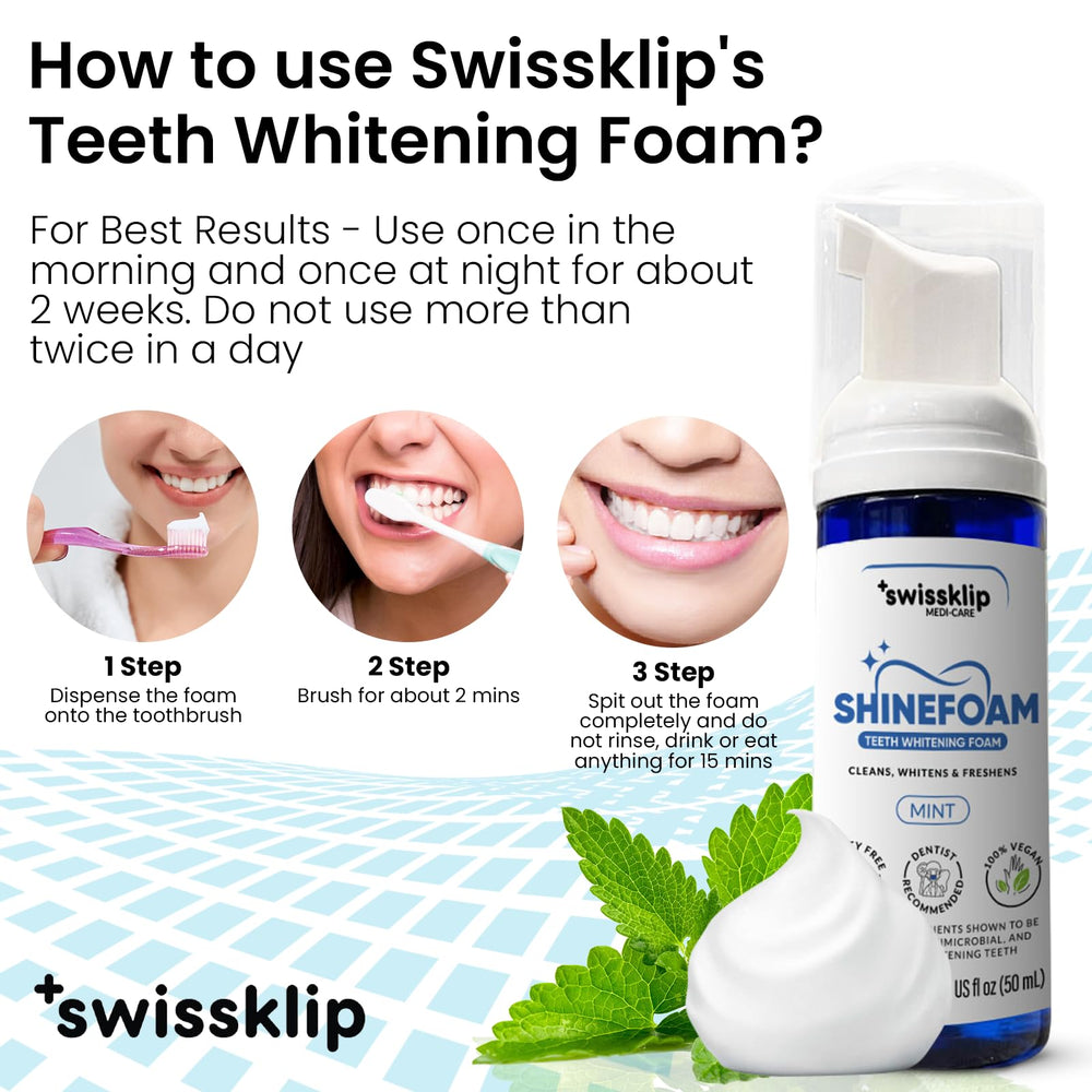 Before and after whitening with Swissklip foam