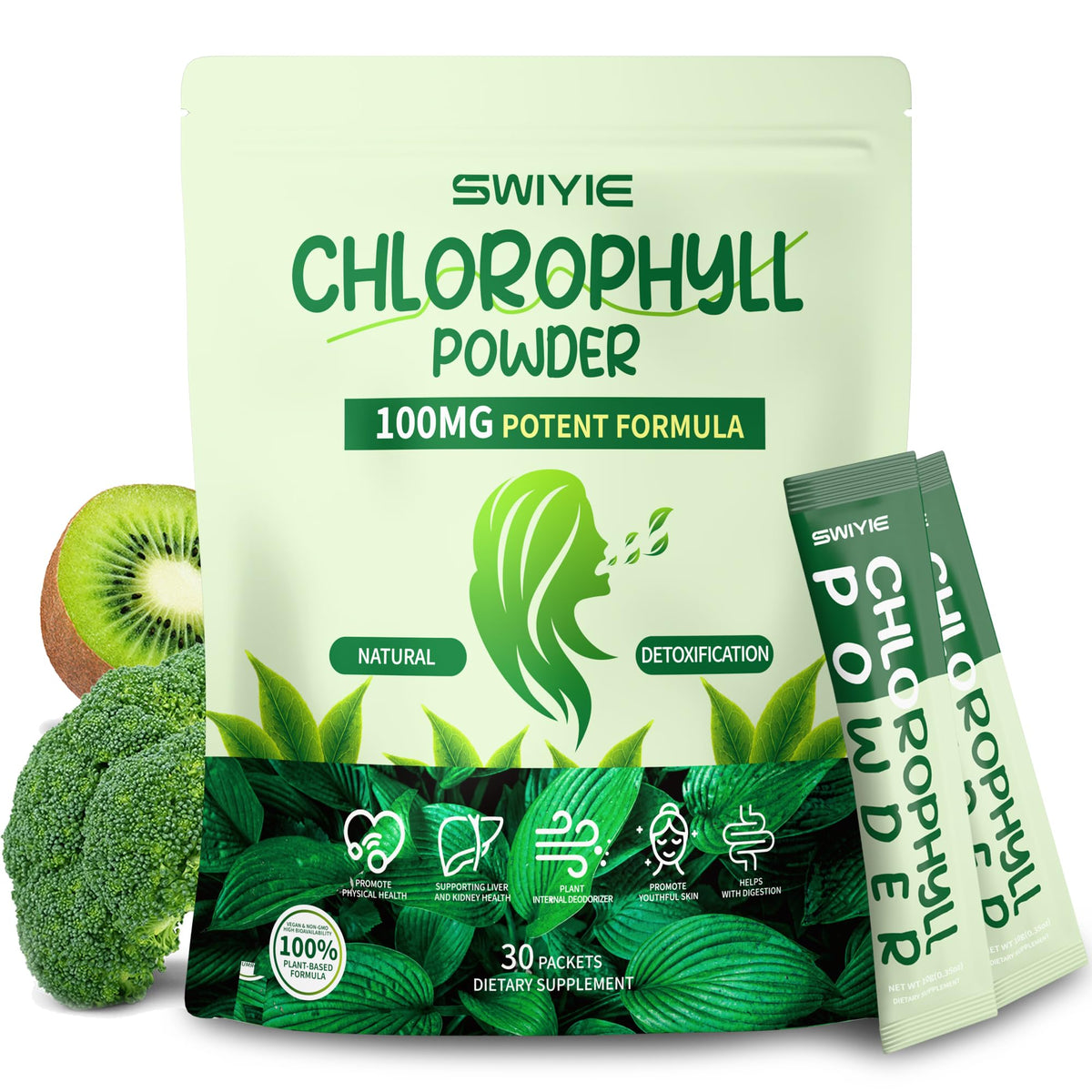 Swiyie Chlorophyll Powder bottle hero shot