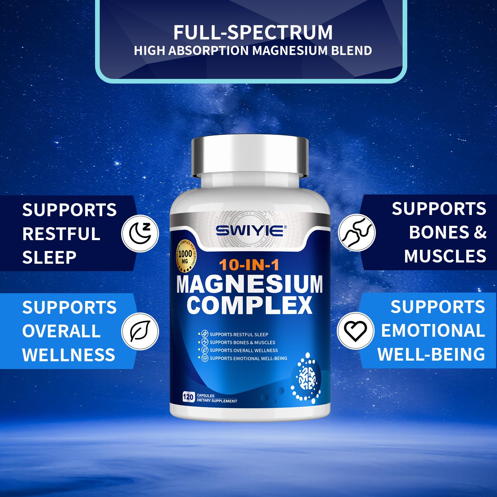 Vegan and gluten-free SWIYIE Magnesium Complex 10-in-1