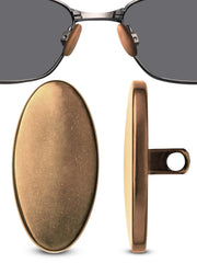 Rose gold titanium oval 13mm nose pads attached to glasses