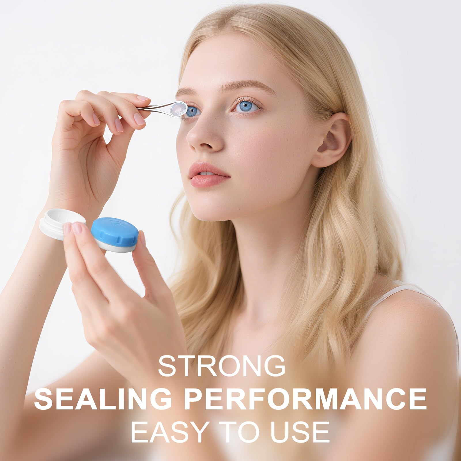 Leak-proof spiral top design on colorful lens case