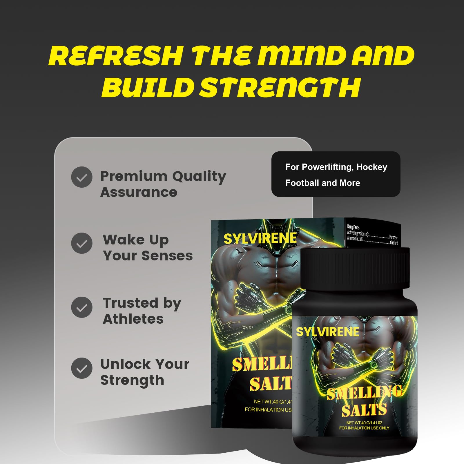 Sylvirene smelling salts athlete-use inhale moment boosts alertness before lifts