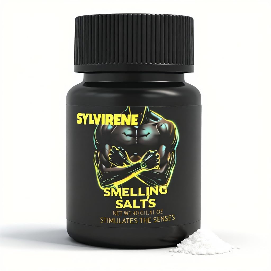 Sylvirene smelling salts bottle front for quick pre-workout alertness.