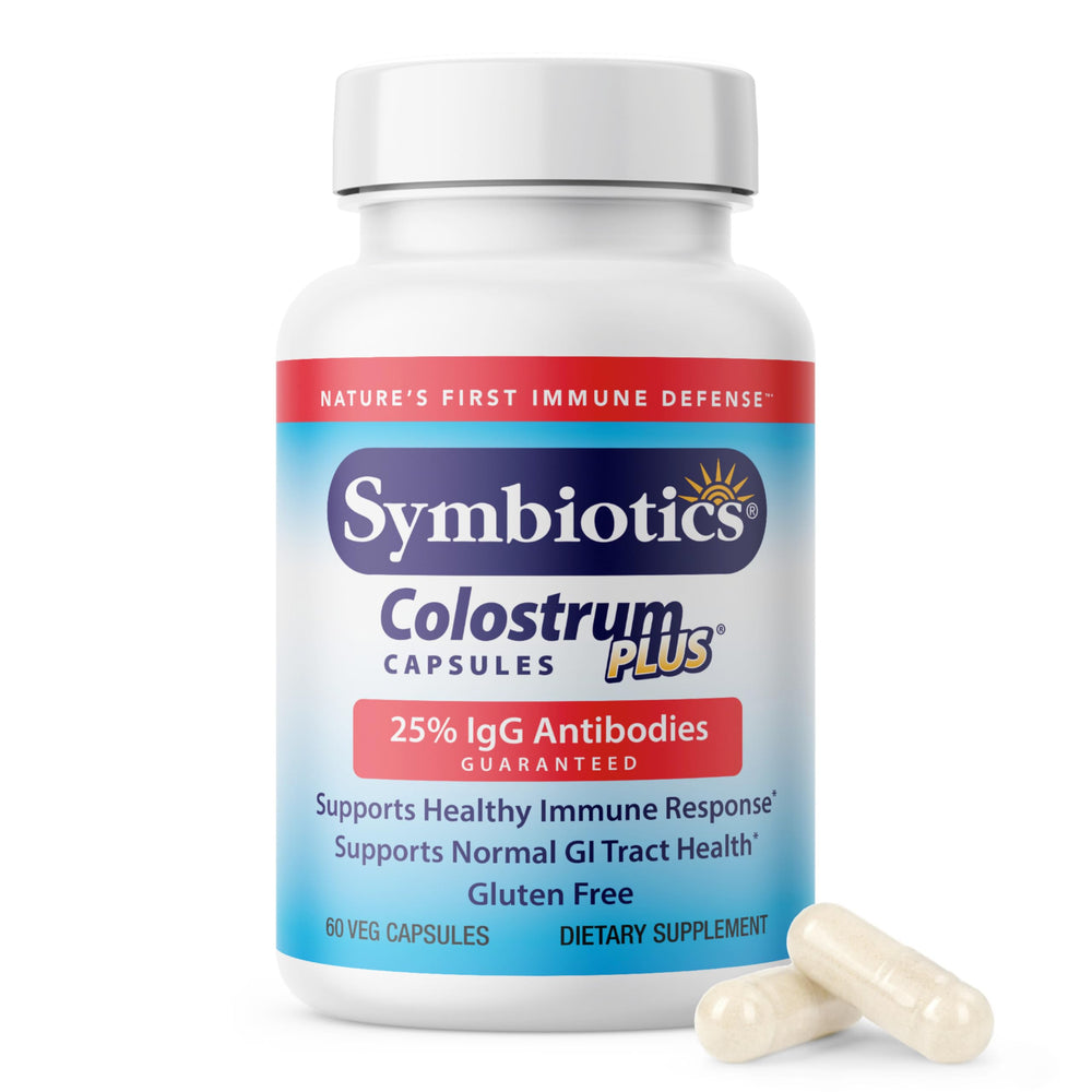 Bottle of Symbiotics Colostrum 60-count vegetable capsules