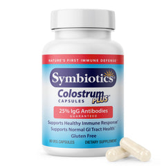Bottle of Symbiotics Colostrum 60-count vegetable capsules