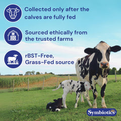Close-up of product label on Symbiotics Colostrum bottle